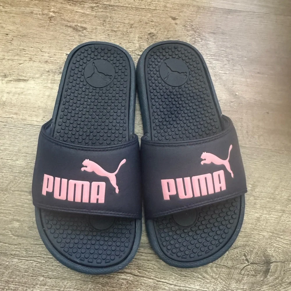 Puma Kids Slide Sandals - Dark Blue and Light Pink